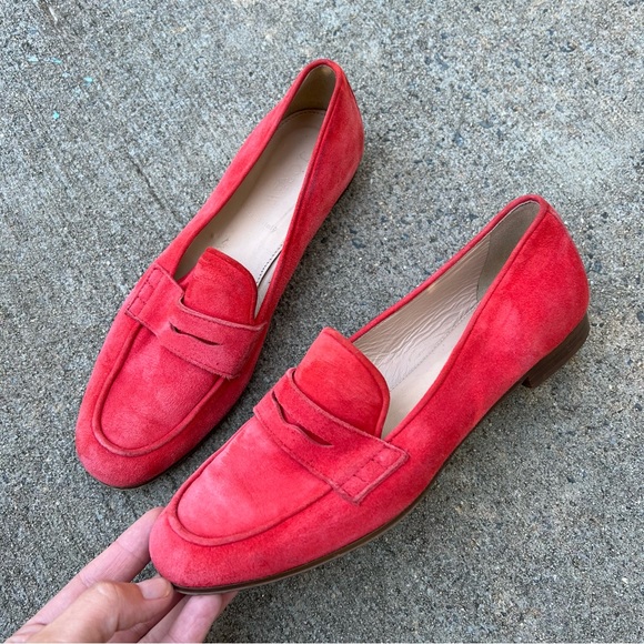 J. CREW "Charlie" Penny Loafer Luxe Suede in Red